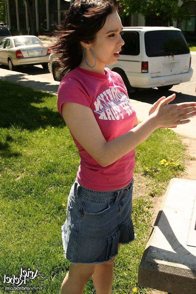 15P Cute teen model poses in street