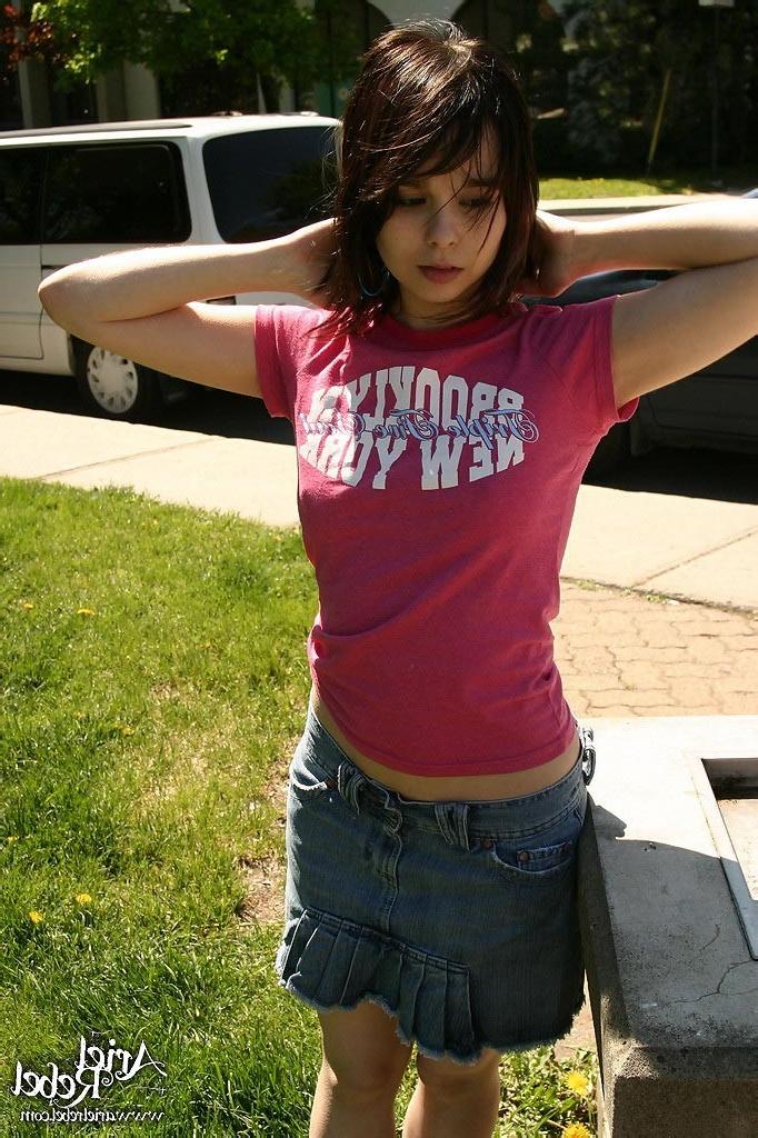 15P Cute teen model poses in street