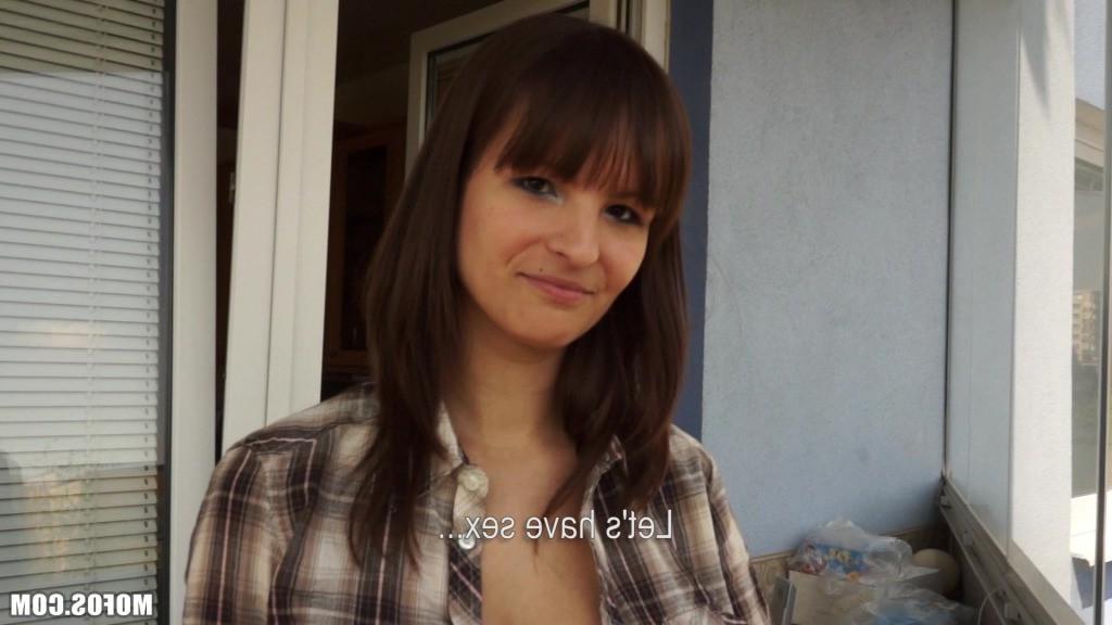 16P Natural big tit czech amateur fucks for money on the balcony