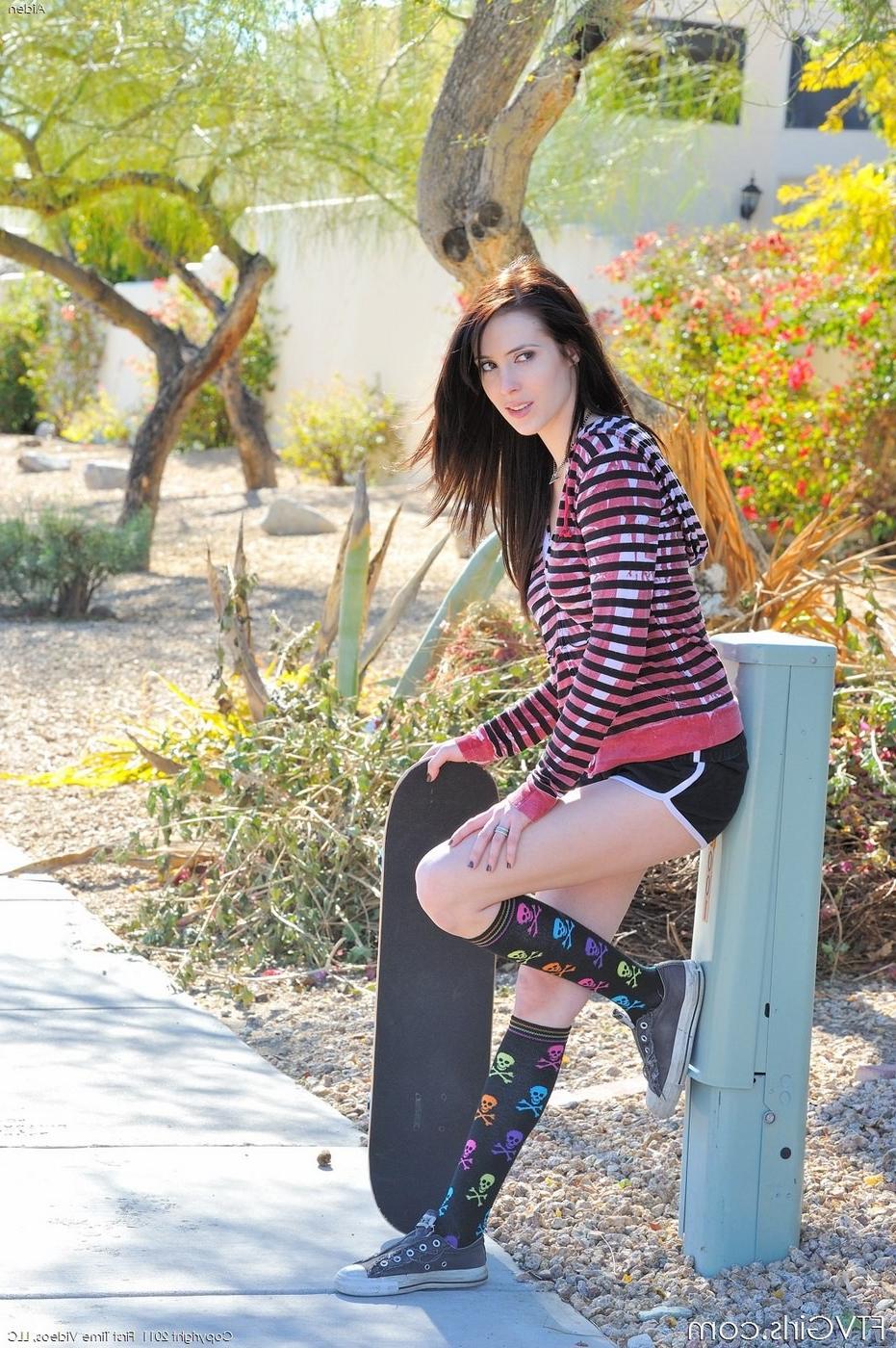 16P Aiden gets emo and tires to skateboard topless