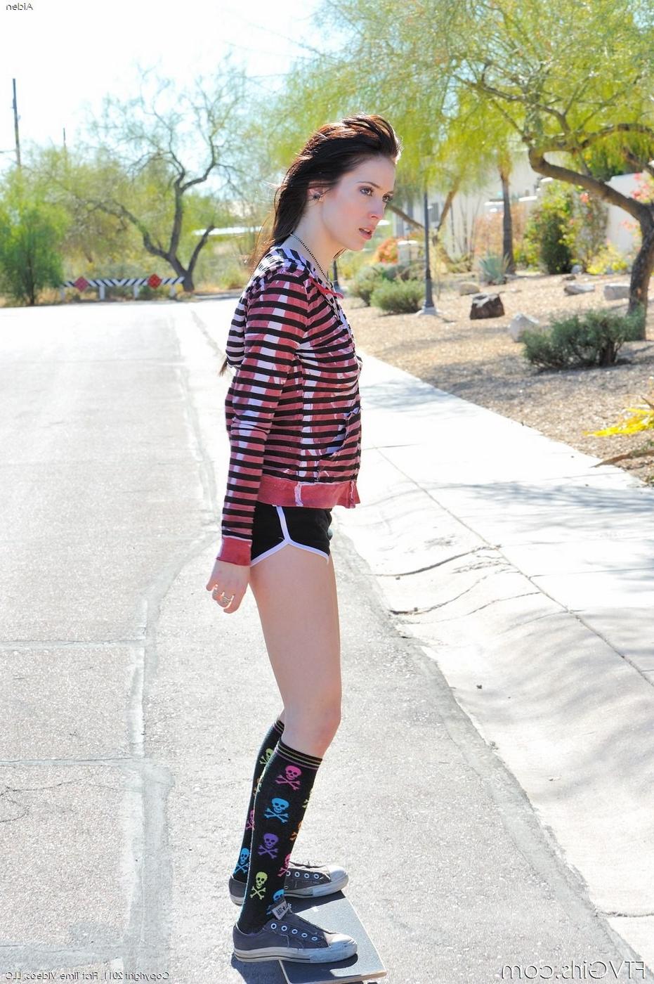16P Aiden gets emo and tires to skateboard topless