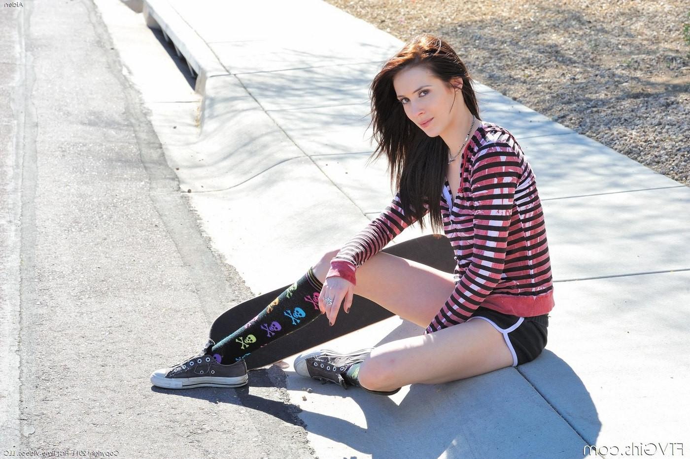 16P Aiden gets emo and tires to skateboard topless