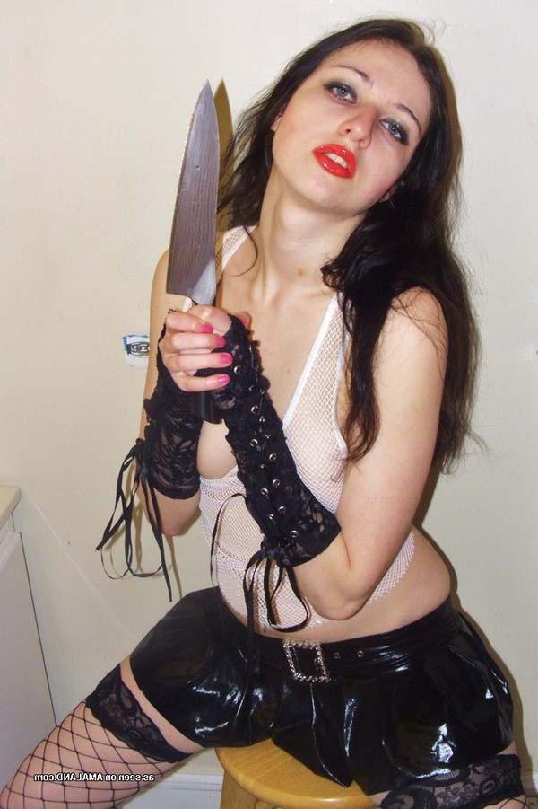 12P Emo honey in black stockings teasing