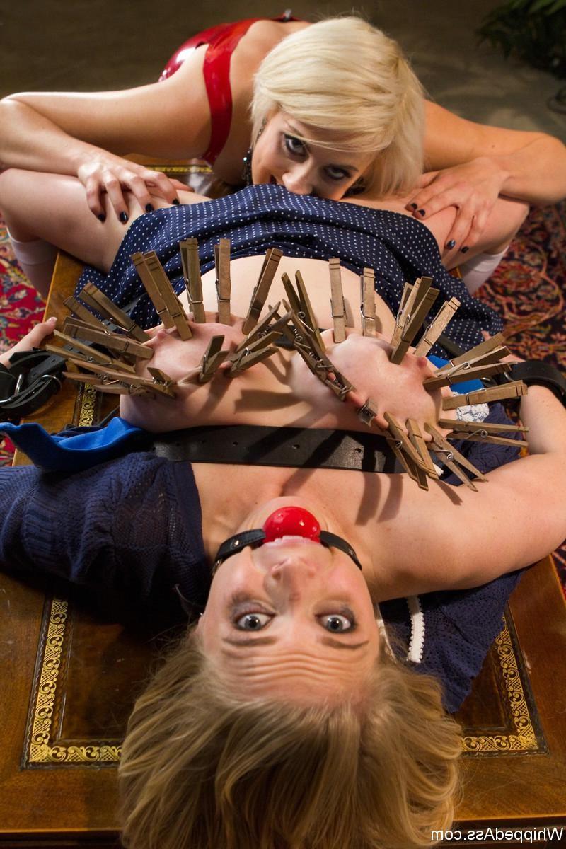 24P Slave girl gets tied up and strap-on ass fucked by kinky lesbian