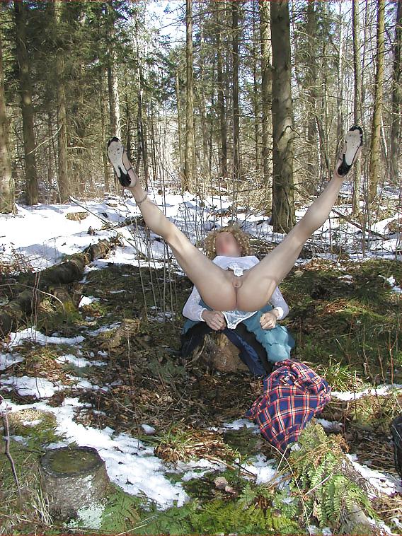 25P Crossdresser strips in the woods #2
