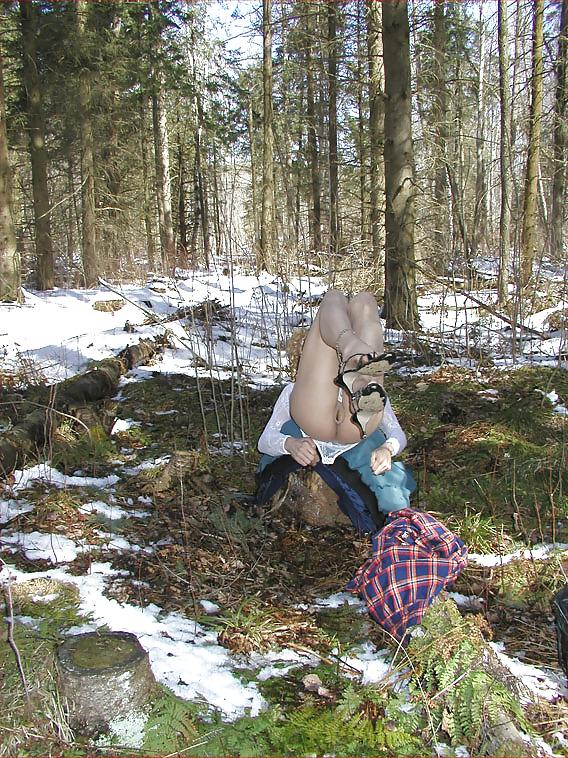 25P Crossdresser strips in the woods #2