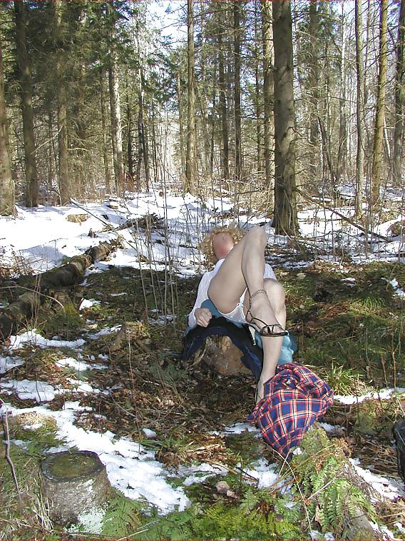 25P Crossdresser strips in the woods #2