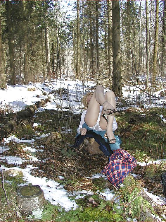 25P Crossdresser strips in the woods #2