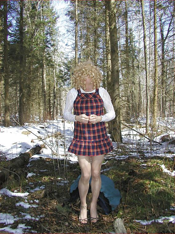 25P Crossdresser strips in the woods #2