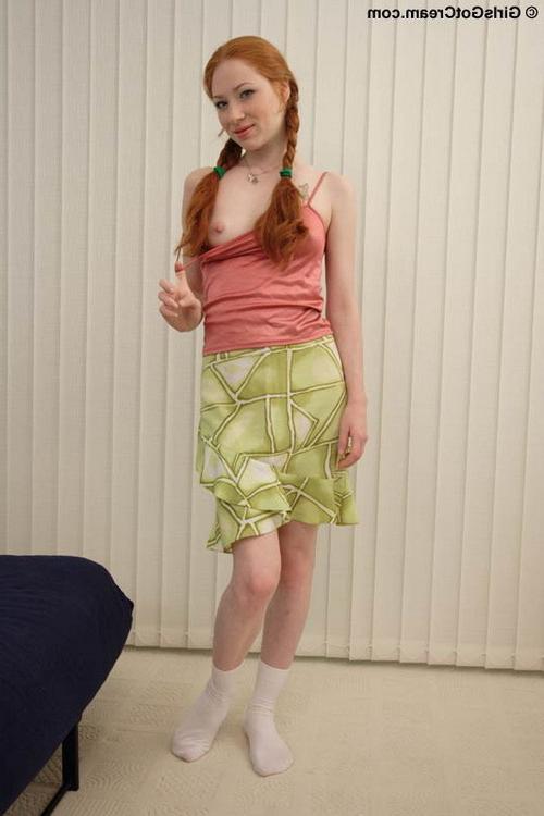16P Cute pigtailed redhead teenie gets her first juicy anal creampie