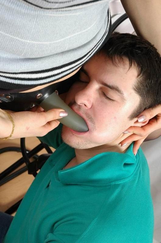 16P guy anal fucked by a trap-on in femdom action