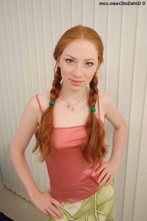 16P Cute redhead teenie gets her first anal creampie