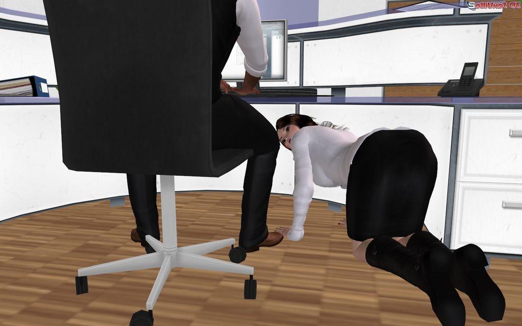 16P Animated secretary gives head to her black boss