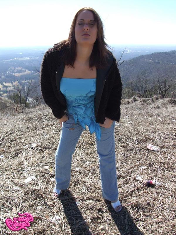 15P Sexy Housewife Cum On Candi Bares Her Outside With Great View