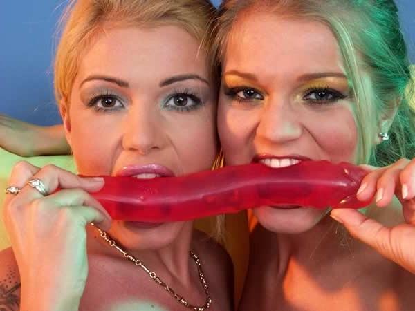 15P Busty lesbian babes fucking each other with a toy