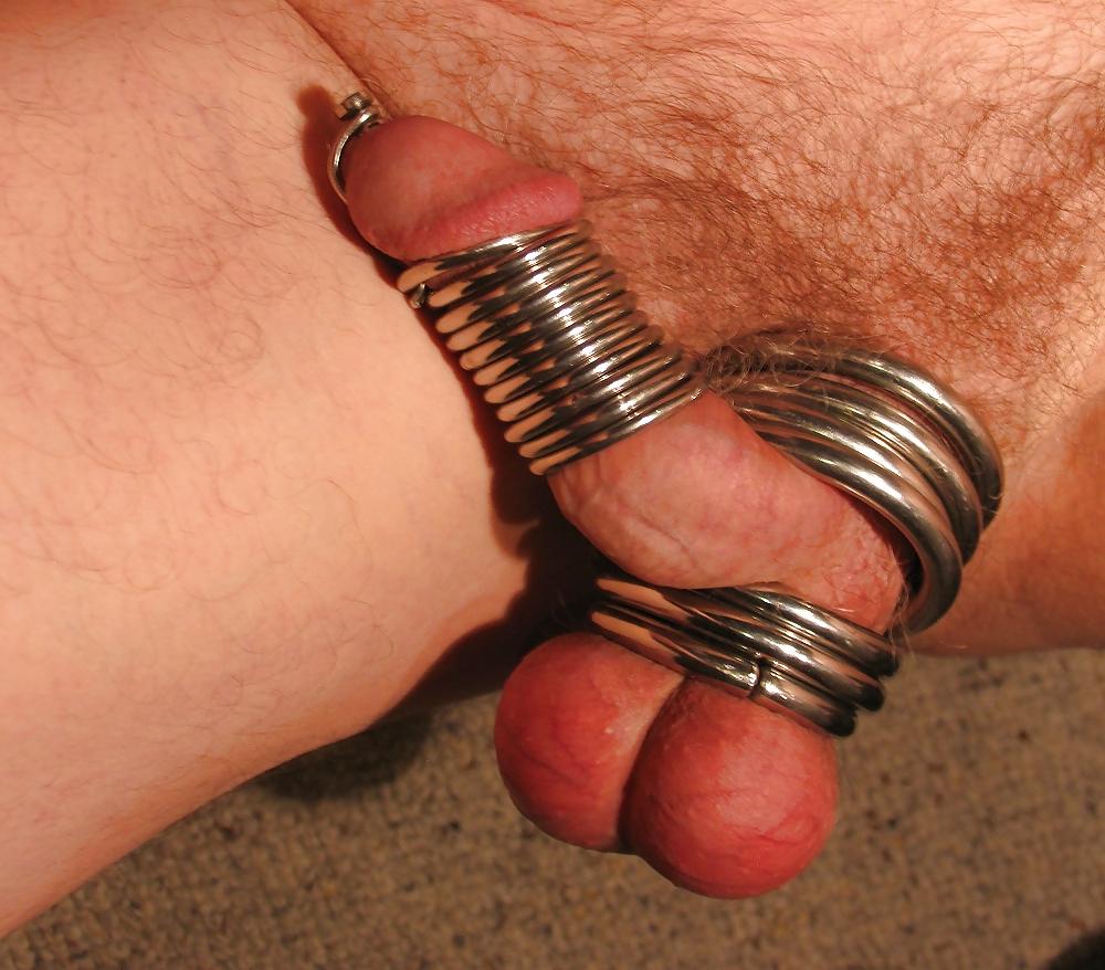 11P Cock and ball rings with penis plug