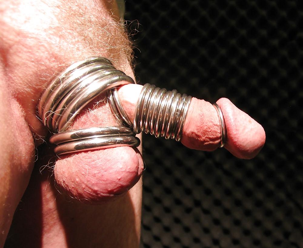 11P Cock and ball rings with penis plug