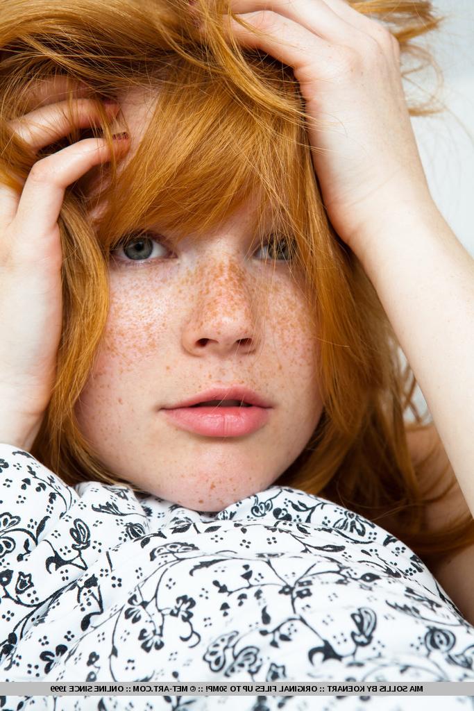 16P Cute erotic redhead teen teasing on the bed