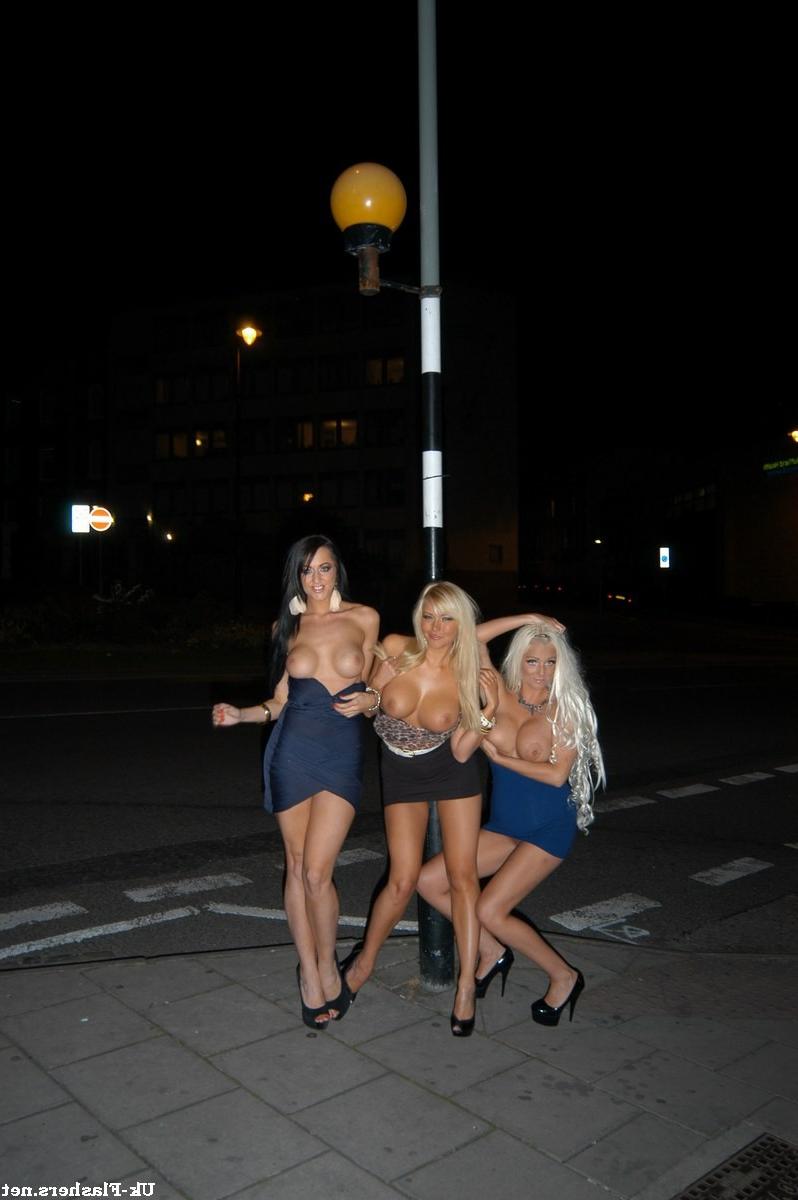 16P Three pornstars holiday flirting and flashing of big tits with blonde babes