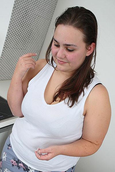 12P The aroused BBW has cream on her boobs and he has a big cock to fuck her with