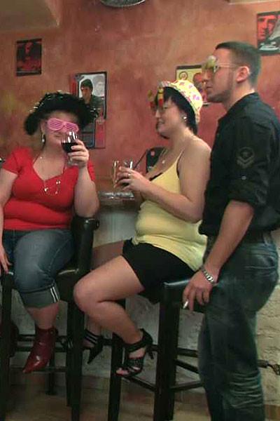 12P All the fatties get naked at the party and one ends up with a cock inside her fr