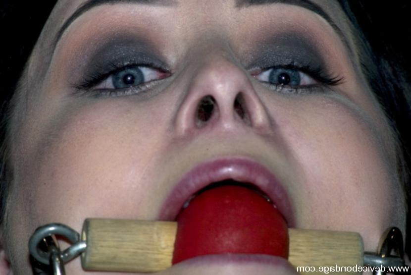 15P Alexa von Tess in leather strap bondage and ball gaged