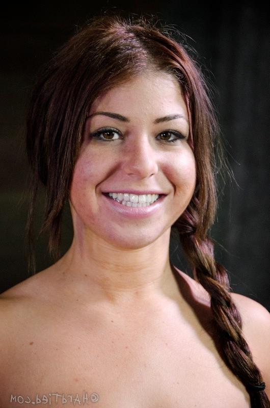 15P Mia Gold pigtails babe rope bound and mouth gagged with red ball