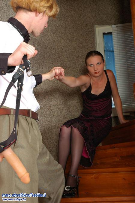 19P Kinky lady stuffs guys virgin tight ass with huge strapon