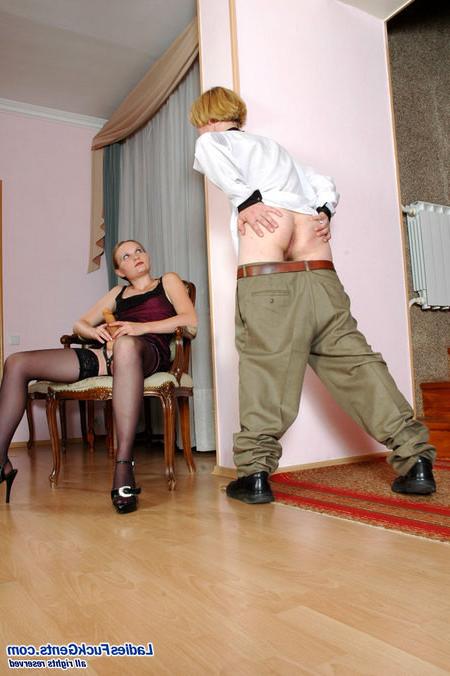 19P Kinky lady stuffs guys virgin tight ass with huge strapon