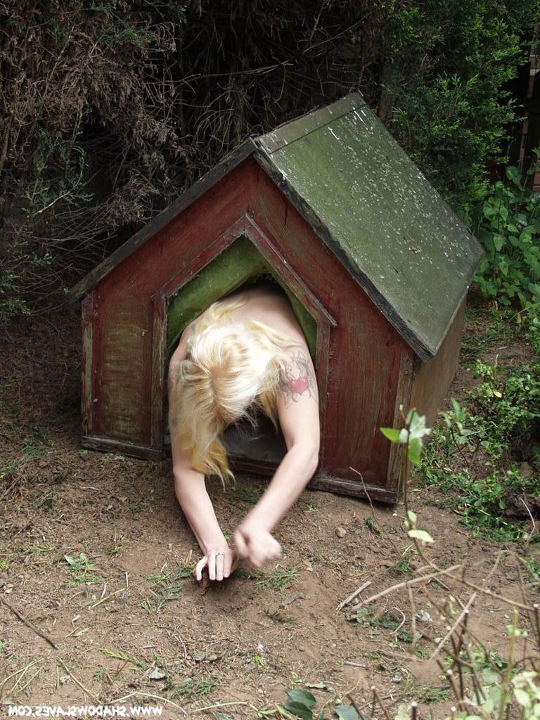 15P Cute busty blonde slave plays at being a puppydog for Master
