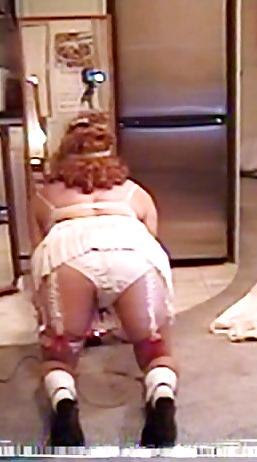 15P Crossdresser showing white panties