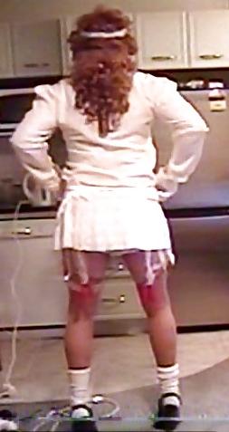 15P Crossdresser showing white panties