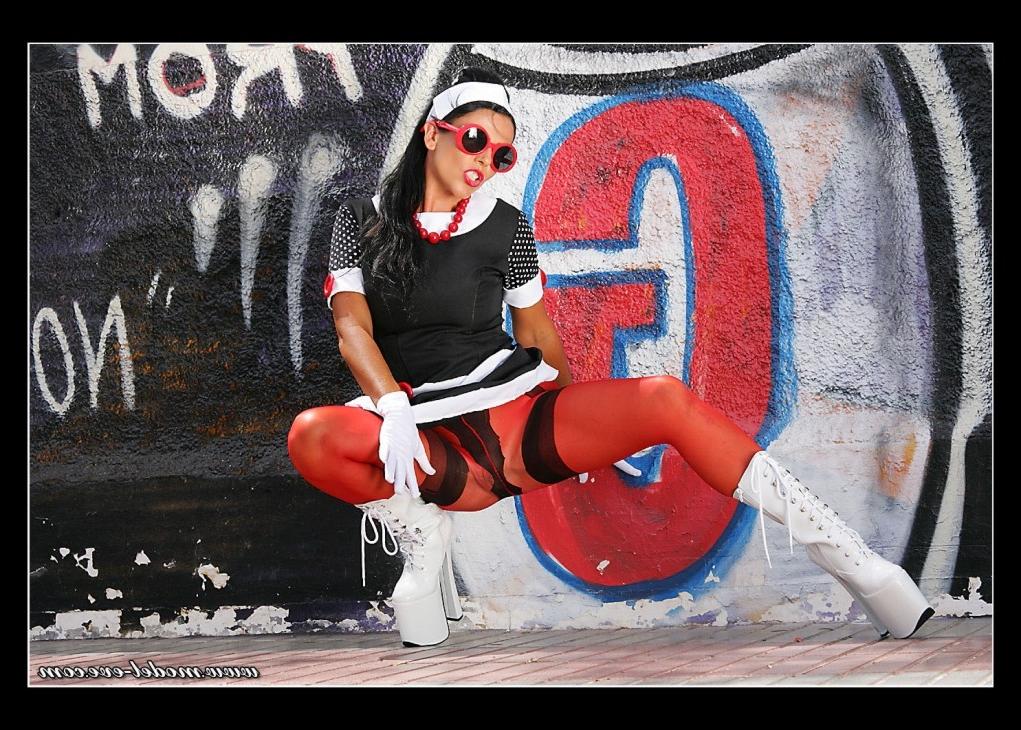 15P Vintage Lady posing in 60s dress and pantyhose