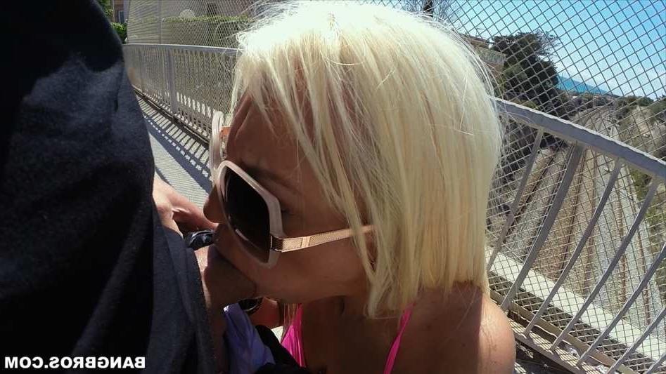 16P Busty big ass Blondie Fesser gets relentlessly pummeled in publi
