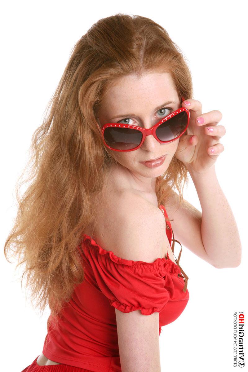 16P Skinny redhead girl Lucie T teasing and stripping