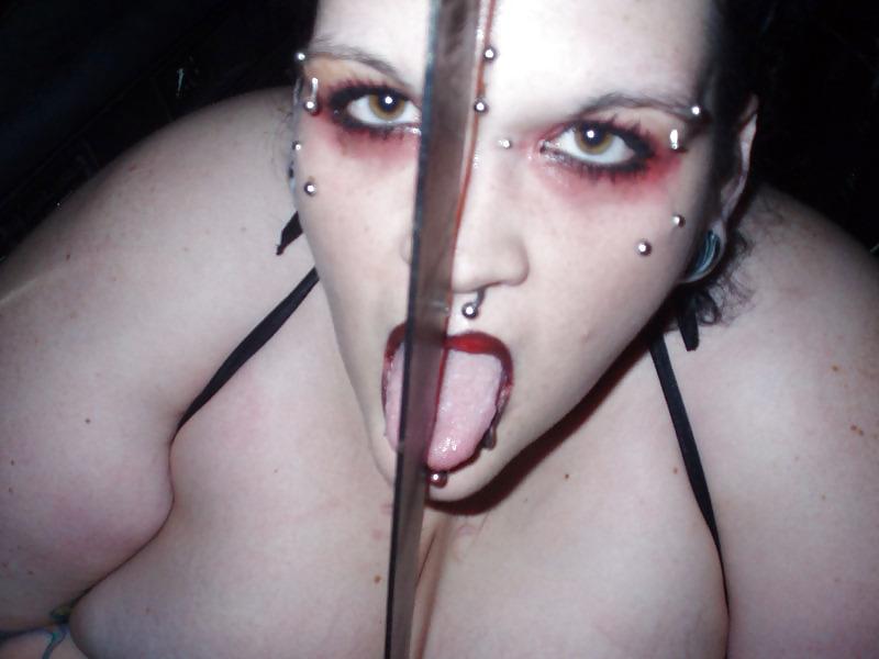 20P SSBBW with a real Forked Tongue poses with a Hearse