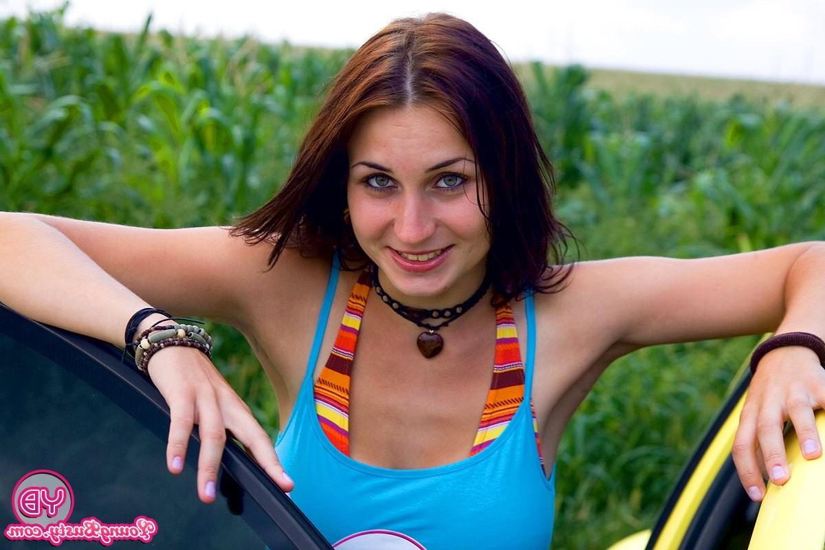 14P Sexy teenager with big boobs washing a car naked pictures