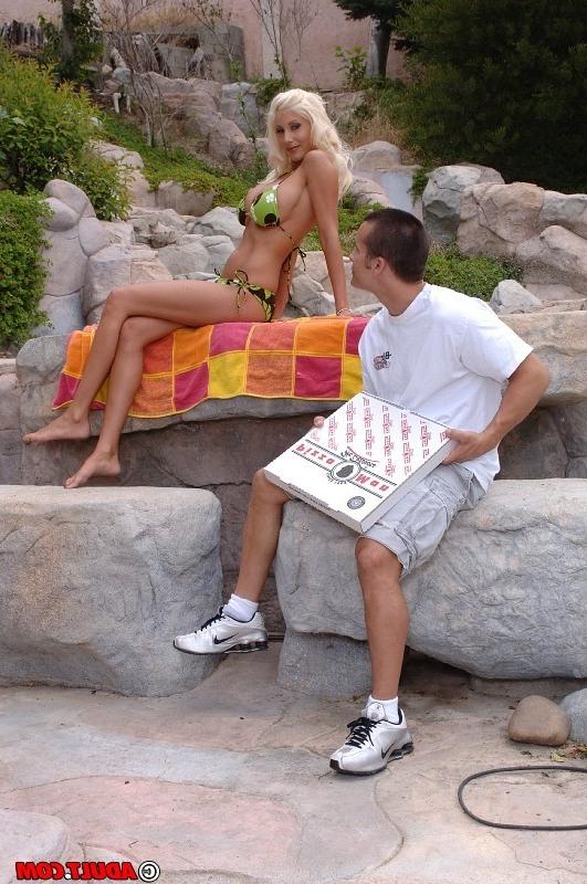 16P Huge titted blonde Puma Swede sucks the cum out of the pizza boy