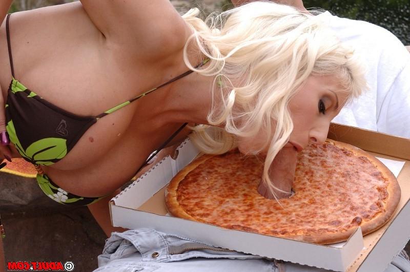 16P Huge titted blonde Puma Swede sucks the cum out of the pizza boy