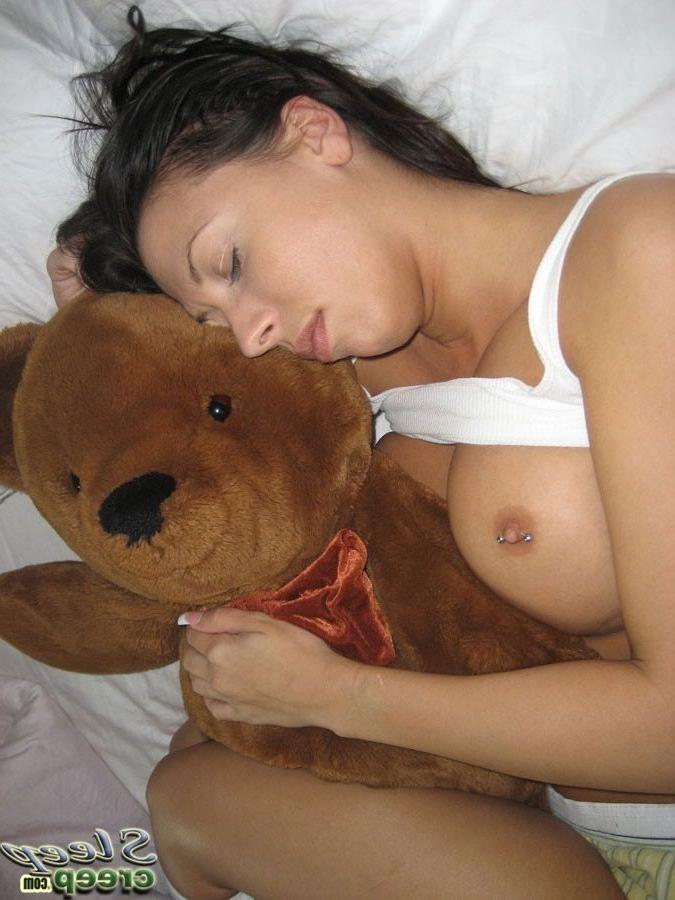 17P Busty babe with pierced nipples fucked and jizzed while sleeping
