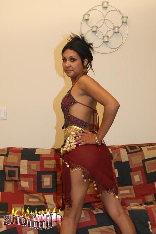 15P Round titted Indian slut stripping and showing her bald cunt
