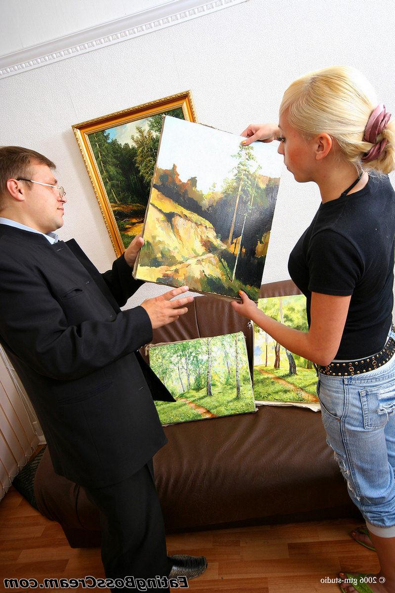 15P Boss fucked blonde sexual new worker teen at office