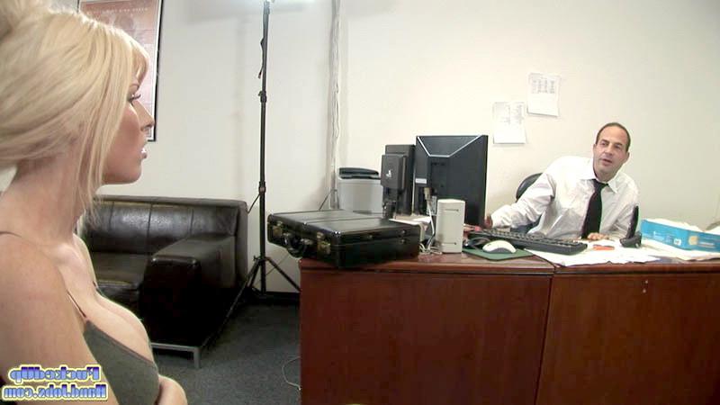 16P Busty blonde big tits secretary giving a handjob to her boss