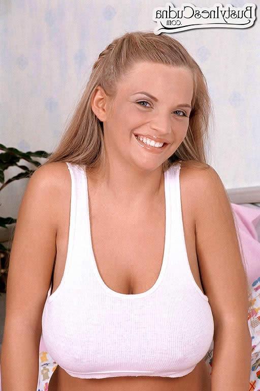 16P Busty babe spreads her pink pussy lips