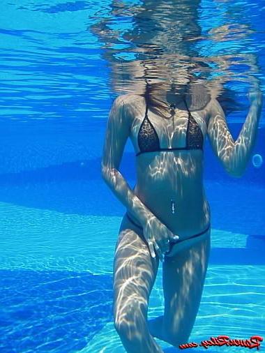 24P Brunette swim closeups hard nipples