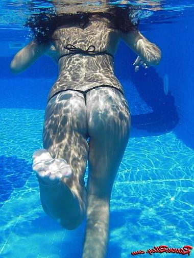 24P Brunette swim closeups hard nipples