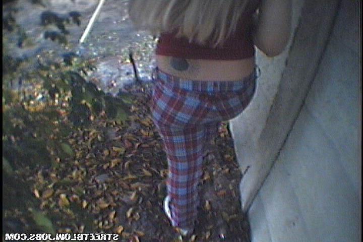 15P Cute blonde babe gets naked and sucks cock outside