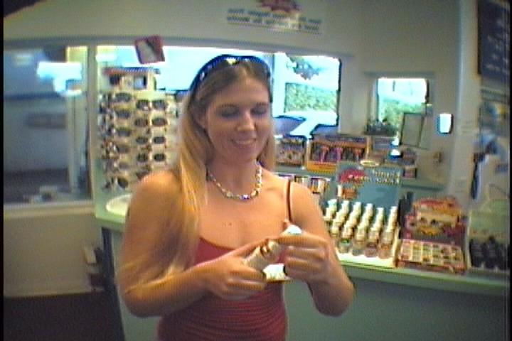 15P Cute blonde babe gets naked and sucks cock outside