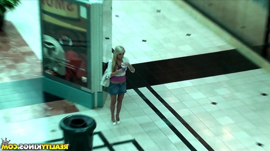 16P Super hot platinum blonde teen sucks my cock after getting picked up at the mall