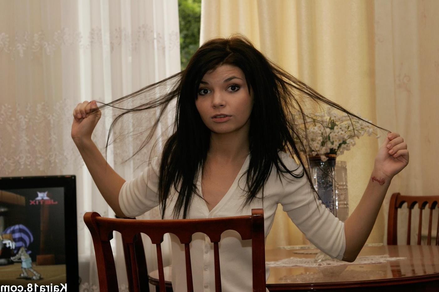 15P Petite brunette emo girl showing her cute little titties